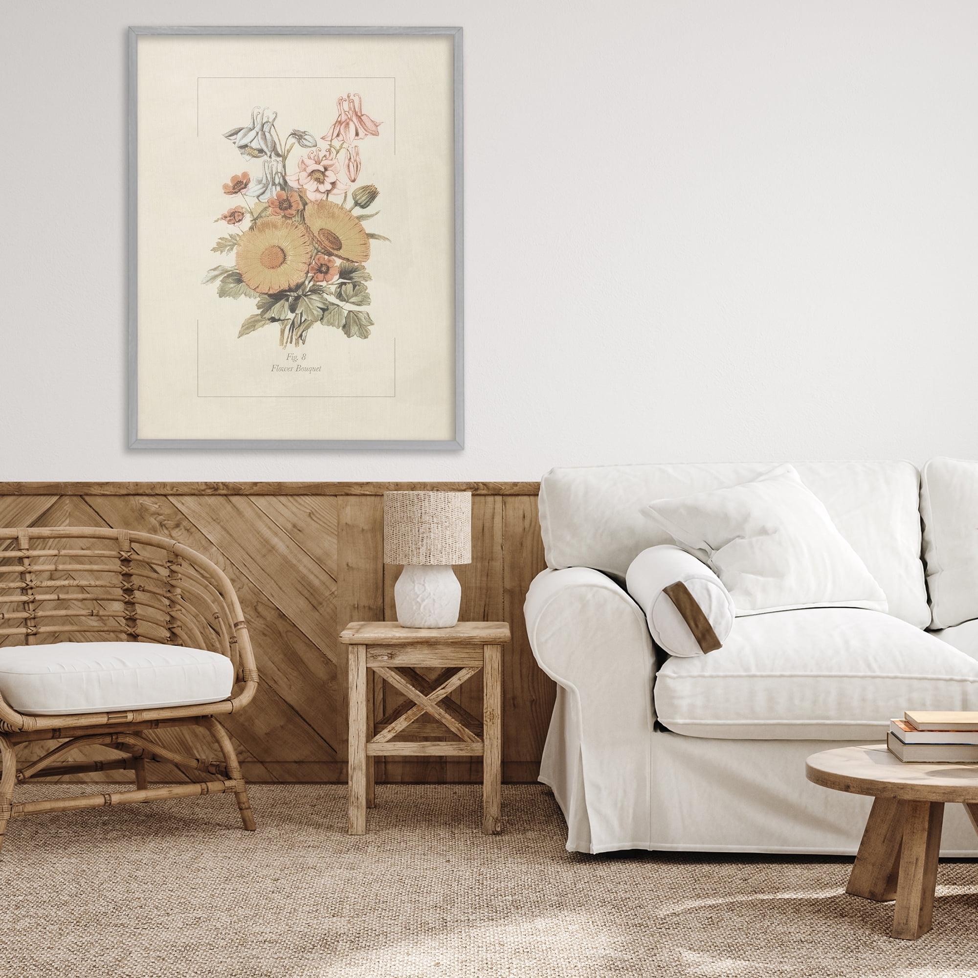 Stupell Industries Flower Bouquet Vintage Garden Gray Framed Giclee Art, design by Dan Meneely
