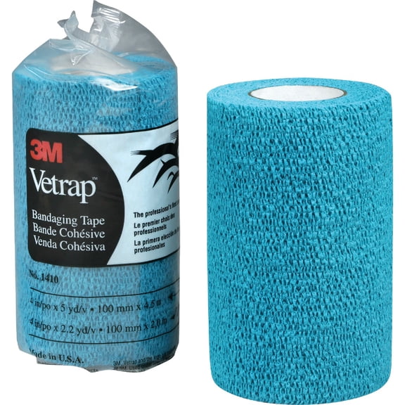 3M Vetrap 4" Bandaging Tape, Blue 4"x 5 Yards, 3-Pack