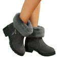 thumbnail image 4 of Jsaierl Platform Plush Boot For Women Ankle & Bootie Faux Fur Fleece Lined Casual Short Booties Ladies Classic Ultra Snow Platform Anti-Slip Boot For Outdoor, 4 of 5