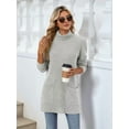 thumbnail image 4 of Long Sleeve Shirts for Women High Neck Casual Tunic Tops Light Gray M, 4 of 8