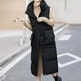 thumbnail image 4 of FNFHFY Women's Long Style Jacket Vests Solid Color Fall Winter Hooded Vests Slim Fashion Double Side Big Pockets Outing Gilets, 4 of 9