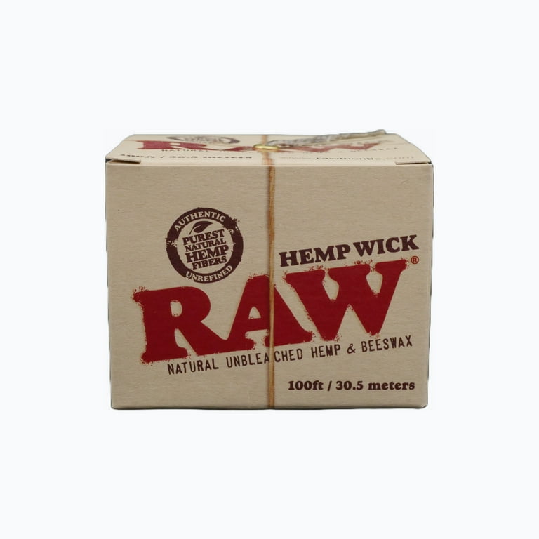 RAW Natural Unbleached Hemp & Beeswax Hemp Wick 100 feet Spool Roll