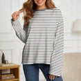 thumbnail image 2 of RUTAYY Women's T-Shirts Long Sleeve Striped Casual Loose Fit Crew Neck Comfortable Breathable Tees Holiday Beach Tops, 2 of 4