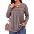 thumbnail image 2 of WellSize Plus Size Women Blouses Lace Long Sleeve Boho Tops Crew Neck Fall Shirts Trendy Tunic Blouses, 2 of 9