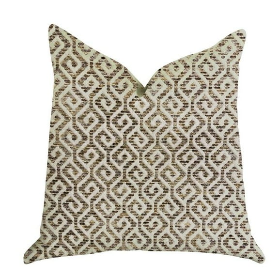 Omni Truffle Brown Shades Maze Luxury Throw Pillow, 20 x 36 in. King