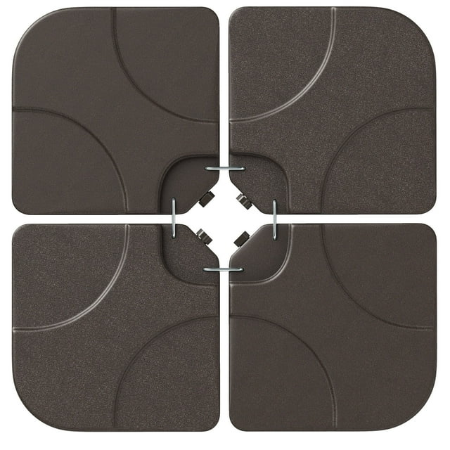 Costway 20" Patio Offset Umbrella Base Stand Water Filled Base Weights Sand Plate Set Brown