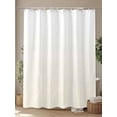 thumbnail image 4 of Cream Geometric Small Stall Shower Curtain, Waterproof Shower Curtains for Bathroom, Modern White Stripe Abstract Distortion Art Washable Fabric Cloth Bath Curtain for Bathtub with Hooks 36x78 Inches, 4 of 6