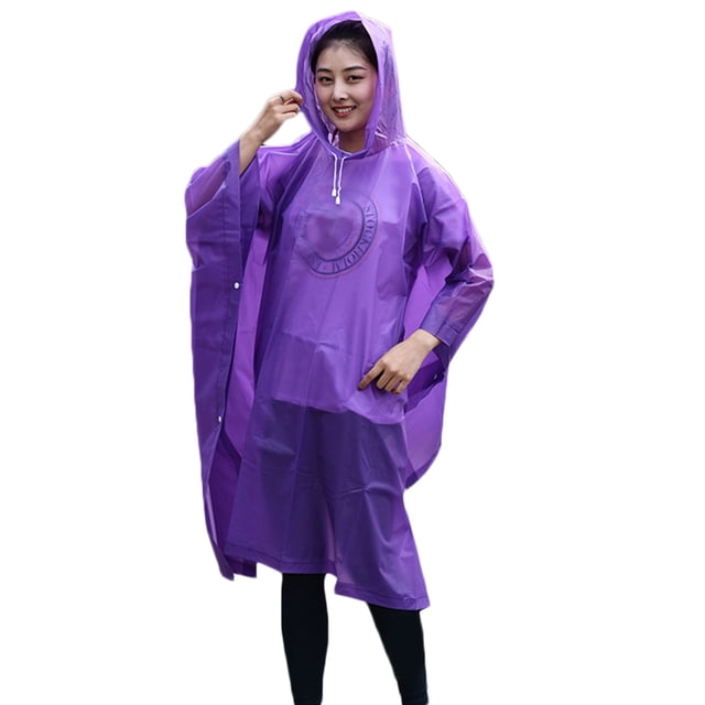 Yuarrent Chubasquero para moto reutilizable con capucha para mujer y hombre, capa impermeable de EVA gruesa para acampar al aire libre, turismo, Ciclismo púrpura