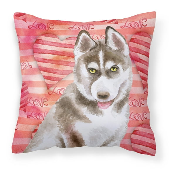 Carolines Treasures BB9783PW1818 Siberian Husky Grey Love Fabric Decorative Pillow  18H x18W multicolor