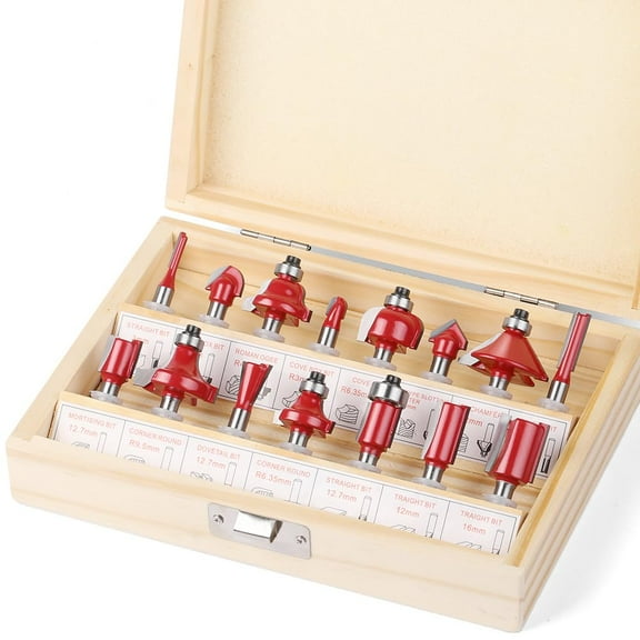 15Pcs 1/4in Shank Carbide Router Bit Set for Woodworking - Engraving and Cutting Tools for Wood