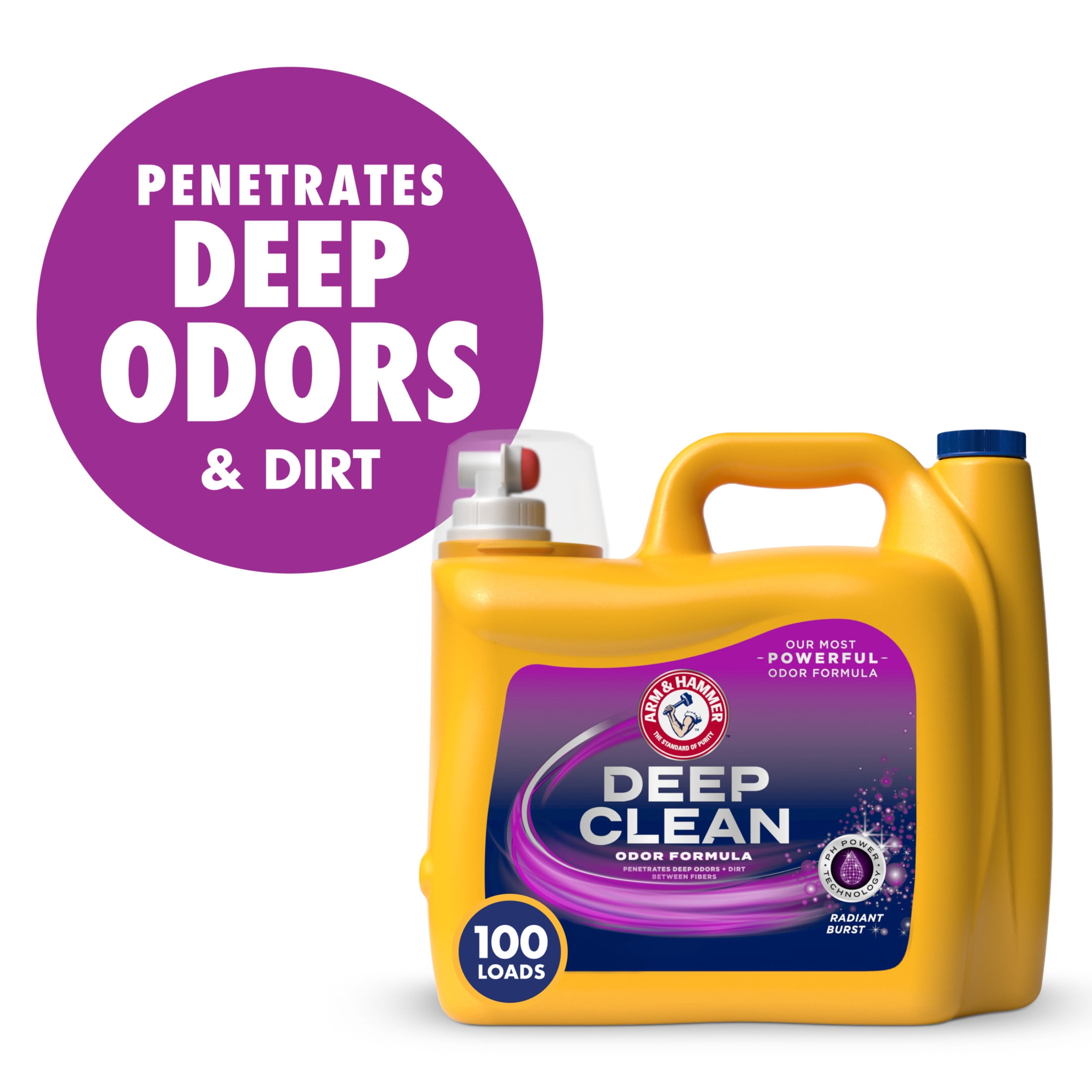 (2 pack) ARM & HAMMER Deep Clean Odor Formula Liquid Laundry Detergent, Radiant Burst, 150 Fl Oz