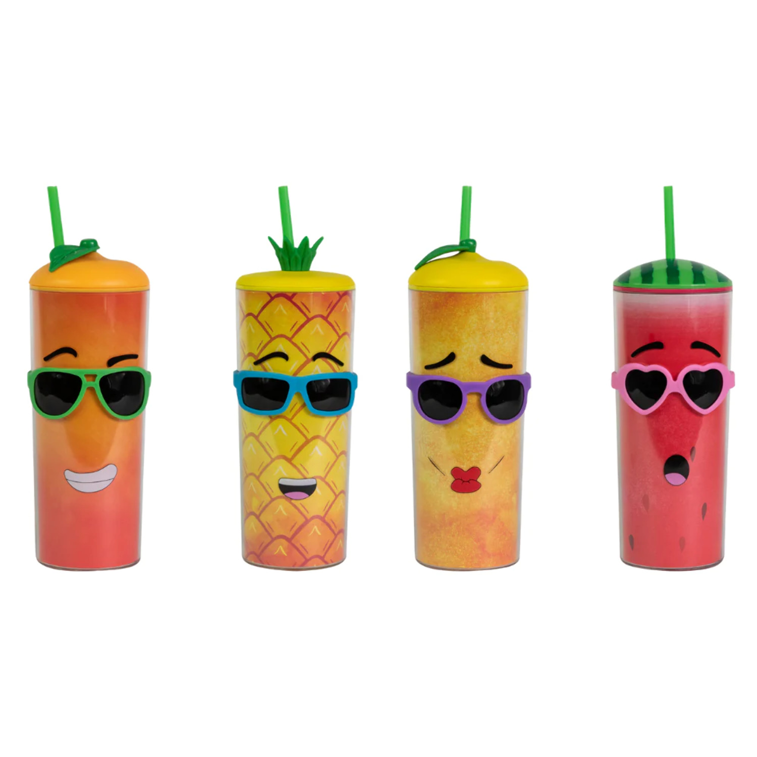 Cool Gear 4-Pack 20 oz Shady Fruit Tumbler With Pressure Fit Lid & Straw Included - image 4 of 7