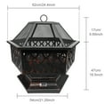 thumbnail image 3 of 25" Outdoor Fire Pit Grill, BBQ Hexagon Firepit Table, Multifunctional Fire Pit, Heater, Patio Backyard Garden Bonfire Pit, Fire Pit Bowl with Spark Screen Cover, Poker, JA2423, 3 of 9