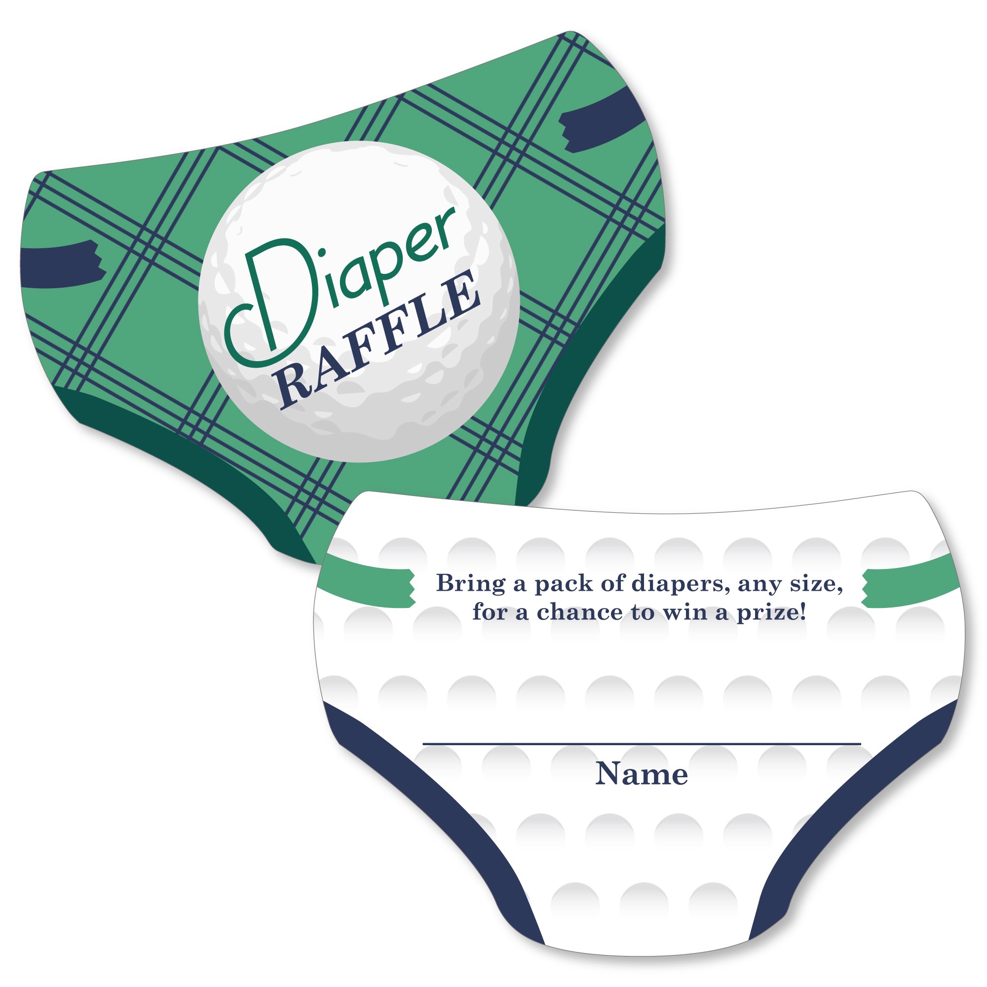 Big Dot of Happiness Par-Tee Time - Golf - Diaper Shaped Raffle Ticket Inserts - Baby Shower Activities - Diaper Raffle Game - Set of 24