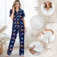 thumbnail image 4 of TSOVTHRID Shark Bubble Print Pajama Set for Women Notch Collar Soft Loungewear With Elastic Waist Long Pants Women Nightwear Set, Size S, 4 of 7