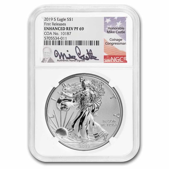 2019-S Enhanced Reverse Proof Silver Eagle PF-69 NGC (FR, Castle)