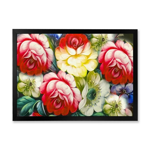 Designart 'Vintage VIbrant Yellow and Red Flower Still Life I' Traditional Framed Art Print