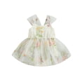 thumbnail image 1 of xiaxaixu Barboteuse pour Bébés Filles, Robe Patchwork Brodée Sans Manches Fleurs Papillon Tulle, 1 of 9