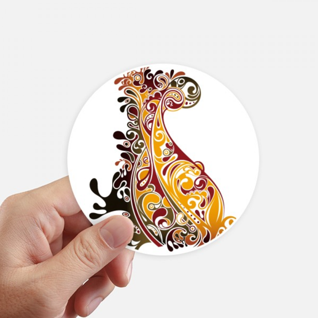 Colorful Peacock Animal Art Outline Sticker Round Wall Suitcase Laptop Label Bumper