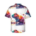 thumbnail image 3 of Daiia Watercolor Butterfly Guinea Pig Hawaiian Shirt for Men Gentle Cotton Regular Short Sleeve Casual-X-Large, 3 of 9