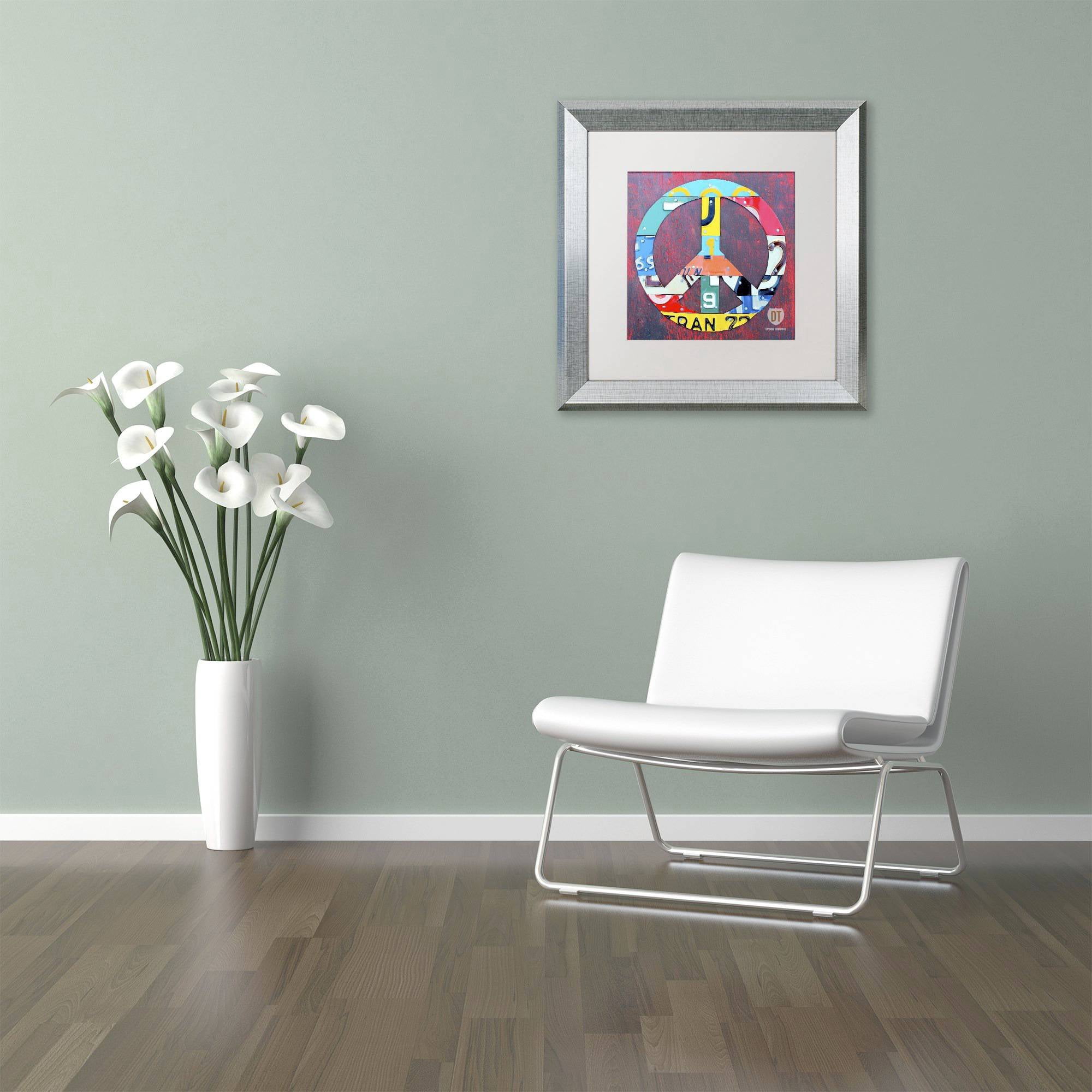 Trademark Fine Art 'Peace' Canvas Art by Design Turnpike, White Matte, Silver Frame