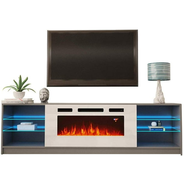 Boston WH01 Electric Fireplace Modern 79" TV Stand ...