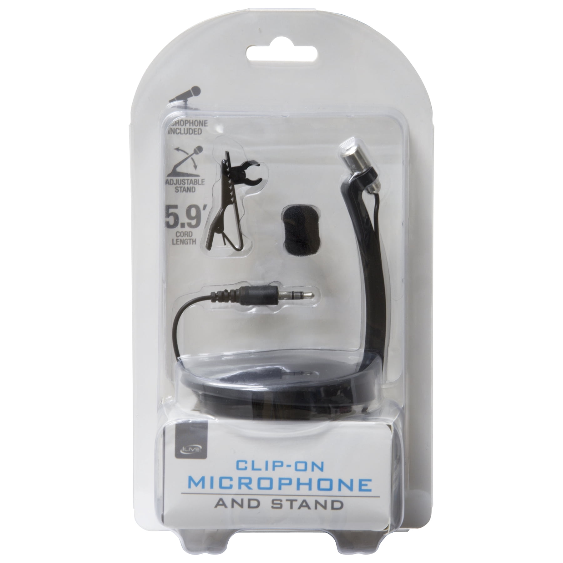 iLive Clip-On Microphone and Stand, IMIC040B, Black