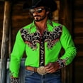 thumbnail image 2 of LIIPEE Western Cowboy Floral Graphic Shirt For Men Long Sleeve Turn Down Collar Button Up Shirts Male Comfortable Breathable Tops,XL, 2 of 4