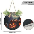 thumbnail image 3 of Coolnut Halloween Pumpkin Welcome Sign Front Door Round Wall Door Sign with Flowers Hanging Sign for Entryway Front Porch Hallway Yard Garden Home Decor, 3 of 7