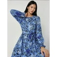 thumbnail image 3 of Floral Print Long Sleeve Maxi Dress with Belt, 3 of 7