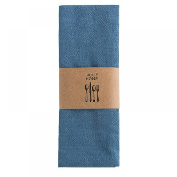 Washable Cotton Linen Napkin, Soft Comfortable and Reusable Linen Dinner Napkins Cloth for Home and Kitchen (Dark Blue)