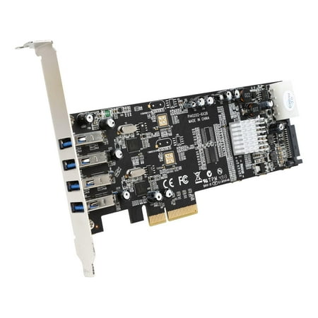 UPC: 0065030854597 | StarTech PEXUSB3S42V 4 Port Dual Bus PCI Express (PCIe) SuperSpeed USB 3.0 Card Adapter with UASP – SATA/LP4 Power – Retail