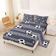 thumbnail image 2 of Erosebridal Geometric Stripes Print Queen Sheet Sets,Soccer Pattern Football Sport Kids Bed Set 4-Piece, 2 of 6