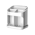 thumbnail image 2 of Large Capacity Chopstick Storage Box, Kitchen Cutlery Organizer with Drainage and Tilted Compartment, Easy-to-Clean Lazy Corner Organizer, Stable Utensil Holder, White/Green, Durable Design, 2 of 6