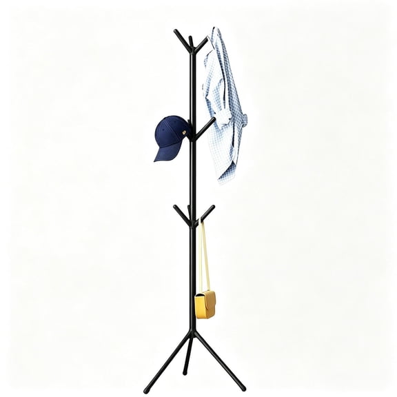Sturdy Metal Coat Stand, Coat Tree with 9 Hooks, Coat Stands for Hallway Entryway, Hat Stand for Clothes, Used in Bedroom/Office/Hallway/Entryway, Black