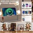 thumbnail image 3 of FENCHILIN Hollywood Vanity Makeup Mirror with Lights Bluetooth Wireless Charging Tabletop Metal White, 3 of 10