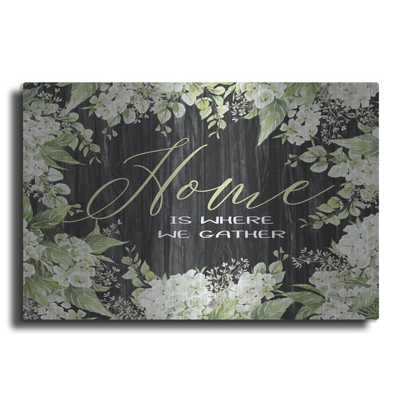 Luxe Metal Art 'Home is Where We Gather' by Cindy Jacobs, Metal Wall Art, 24" x 16"