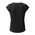 thumbnail image 6 of Summer Short Sleeve V Neck Loose Fit Spandex T Shirts for Women Black Cap Casual Tops Solid Color Blouse, 6 of 6