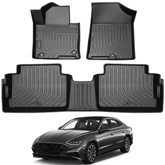 Car Floor Mats for 2015-2019 Hyundai Sonata/2016-2020 Kia Optima - Custom Fit TPE Rubber Non-Slip Automotive Floor Liners, Easy to Clean All-Weather Car Mats