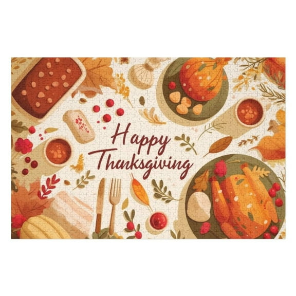 Puzzles for Adults 300 Pieces - Happy Thanksgiving Celebration Fun Educational Toys Decompressing Intellectual Puzzles Gift for Easter Hallowen Christmas Birthday
