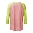 thumbnail image 6 of Htigea Women Raglan Sleeve Baseball T-Shirts Summer Casual 3/4 Sleeves Tops Loose Fit Pullover Tunics Basic Crewneck Blouse Pink,S, 6 of 7