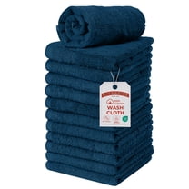 RIVERSIDE 12 Pack Luxury Washcloths 12x12 with Soft Cotton 400 GSM Quick Dry and Absorbent for Face & Body - Dark Blue
