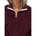 thumbnail image 3 of FASHIONWT Women Quarter-Zip Cozy Brushed Hoodie Jumper Top Warm Flannel Sweatshirt, 3 of 4