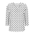 thumbnail image 5 of TKLPEHG 3/4 Length Sleeve Tops for Women Fashion Polka Dots Print V Neck Tunic Tops Loose Fit Three-quarter Sleeve Shirts Solid Color Work Blouses (White,S), 5 of 6