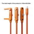 thumbnail image 2 of 2026 Upgraded Sideways Phone Charger, 2-in-1 Invisible Holder Charger Cable, 240w Braided Fast Charging Cord with Built-in Phone Stand for Smartphones Tablets(Orange), 2 of 5
