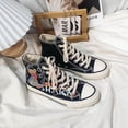 thumbnail image 4 of Zapatos de tacón plano de hip-hop pintados a mano, zapatos de lona con estampado de cómics en el campus, correas altas de moda para primavera y verano, bonitos grafitis, 4 of 5