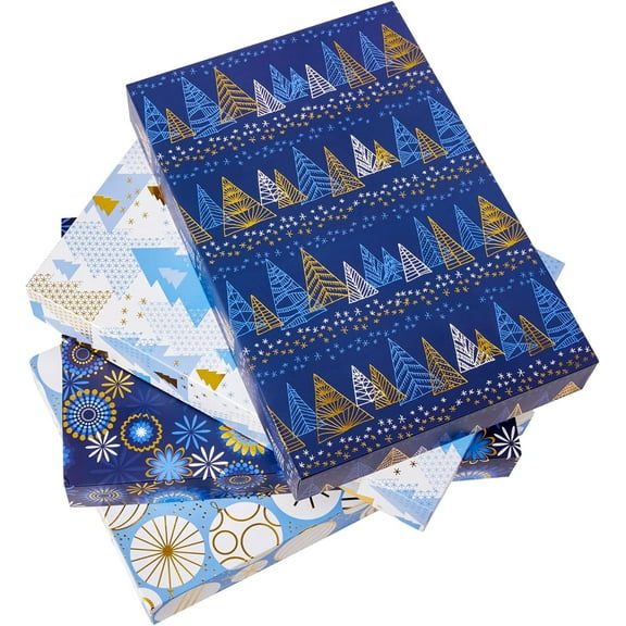 12 Pack 14" Blue Large Christmas Gift Boxes With Lids For Clothes Presents