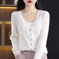 thumbnail image 5 of Wool Cardigan Womens Clothing V-neck Sweater Female Long Sleeve Tops Knitted Korean Fashion Warm New In Outerwear Cardigan (Orange,XXL), 5 of 7