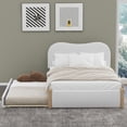 thumbnail image 4 of DreamBuck Full Size Upholstered Platform Bed Frame with Trundle, Modern Bed Frame with Cloud Shaped Headboard and Wood Supporting Feet, Full Size Bed Frame for Teens, No Box Spring Needed, 4 of 9