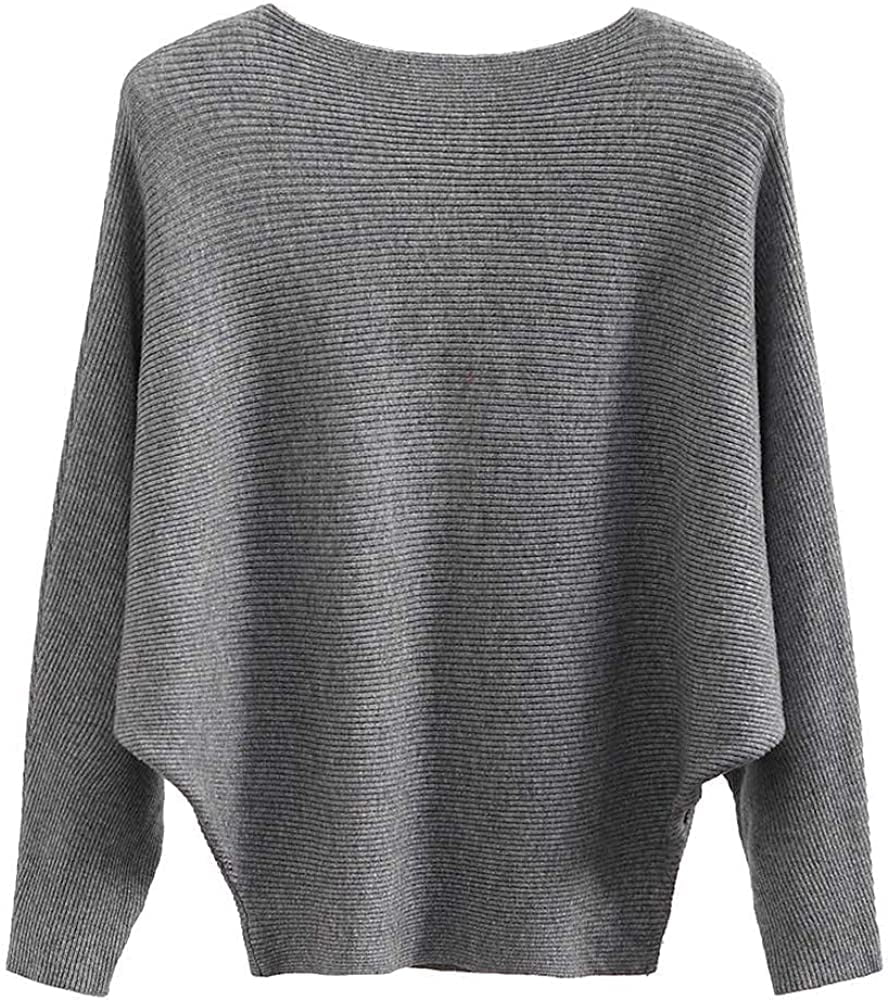 QWZNDZGR Boat Neck Batwing Sleeves Dolman Knitted Sweaters and Pullovers  Tops for Women - Walmart.com